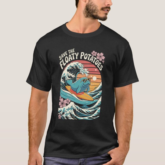 Funny Floaty Potato Manatee Sea Cow T-Shirt (Vorderseite)