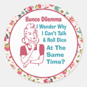 Funny Floral Bunco Retro Player Runder Aufkleber