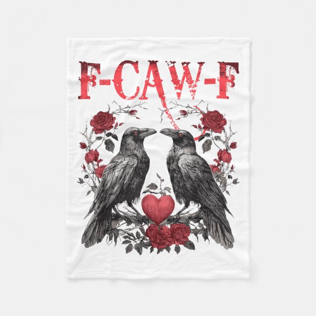 Funny Floral Heart Raven F-caw-f Anti Valentin's D Fleecedecke (Vorderseite)