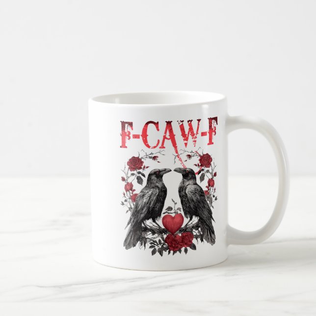 Funny Floral Heart Raven F-caw-f Anti Valentin's D Kaffeetasse (Rechts)