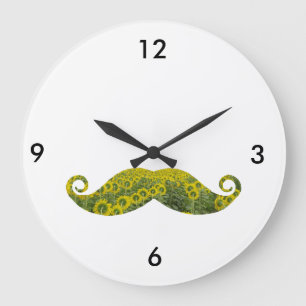 Funny Floral Mustache Runde (große Wall Uhr) Große Wanduhr
