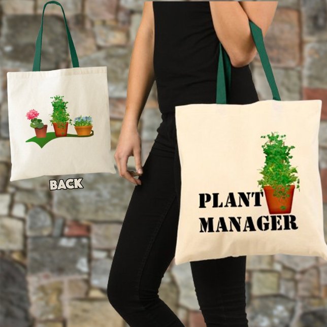 Funny Floral Pflanze Manager Vorder- und Rückseite Tragetasche (This fun tote bag is a sweet gift idea for the gardener or special person with a green thumb.)