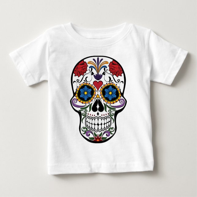 Funny Floral Skull Baby T-shirt (Vorderseite)