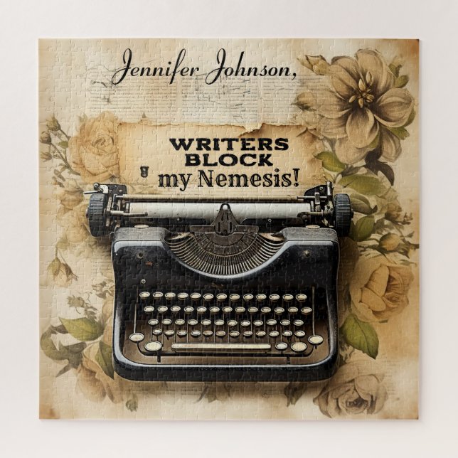 Funny Floral Vintage Schreibmaschine Jigsaw Puzzle (Vertikal)