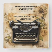 Funny Floral Vintage Schreibmaschine Wall Uhr