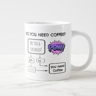 Funny Flow Chart, Brauchst du Kaffee? Jumbo-Tasse