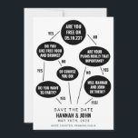 Funny Flow Chart Wedding Save the Date<br><div class="desc">Save the Date werden Ihre Gäste dadurch zum Lachen gebracht,  während Sie ihnen auch Ihr Hochzeitstermin mitteilen! Klicken Sie auf die Schaltfläche "Bearbeiten mit dem Entwurfstool",  um die Textfarben,  die Hintergrundfarbe und vieles mehr zu bearbeiten.</div>