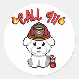 Funny Fluffy ist ein Feuerwehrhund Runder Aufkleber