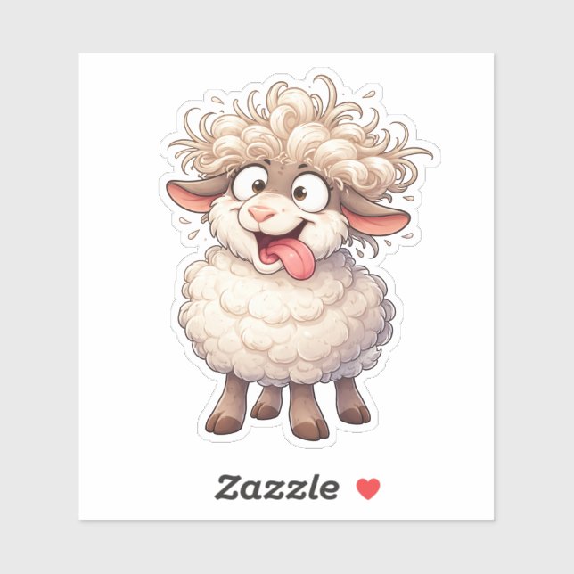 Funny Fluffy Sheep Custom-Cut Vinyl Sticker (Blatt)