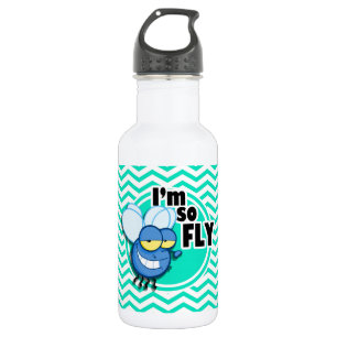 Funny Fly; Aqua Green Zickzack Edelstahlflasche