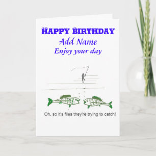 Funny Fly Fishing Birthday Card Karte