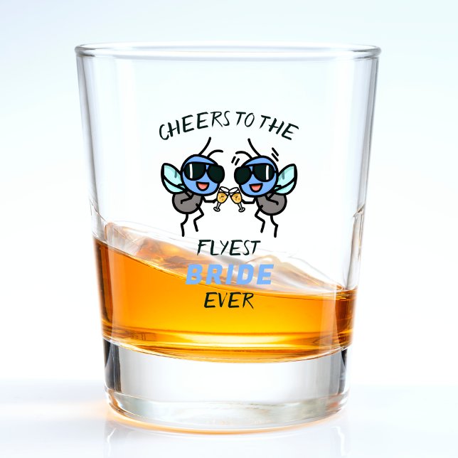 Funny Fly Pun Cheers Ehefrau Bridge Junggeselinnen Schnapsglas (fly bride cheers wedding bachelorette party shot glass)