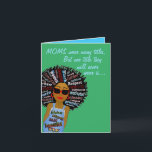Funny Fly Word Art African American Mother Day Karte<br><div class="desc">Diese lustige Muttertagskarte zeigt eine afroamerikanische Frau mit inspirierender Wortkunst in ihren Haaren und auf der Rampe ihres Jans. Holen Sie sich diese Karte mit viel Persönlichkeit für eine Mutter,  die Sie heute kennen,  und zeigen Sie ihnen Ihre Wertschätzung.</div>