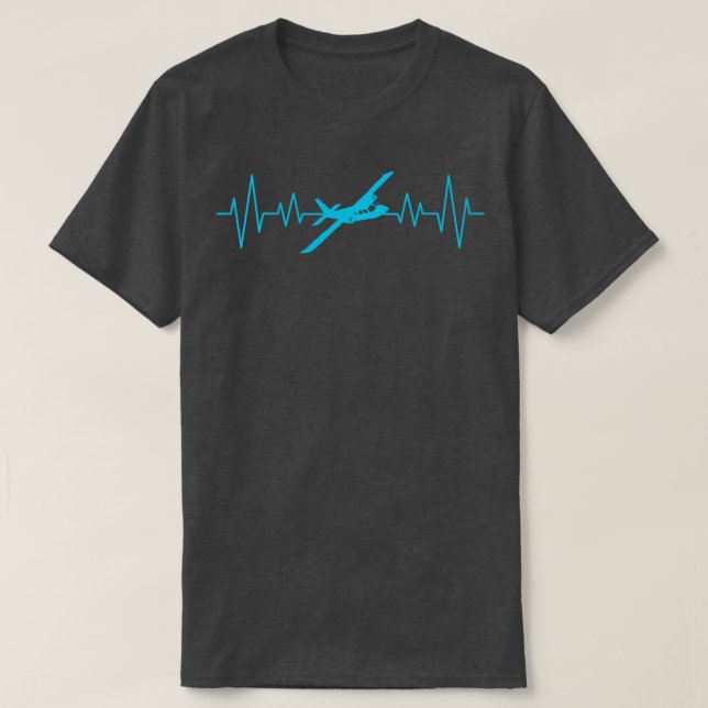 Funny Flying Airplane Heartbeat Aviator Pilot Gift T-Shirt (Design vorne)
