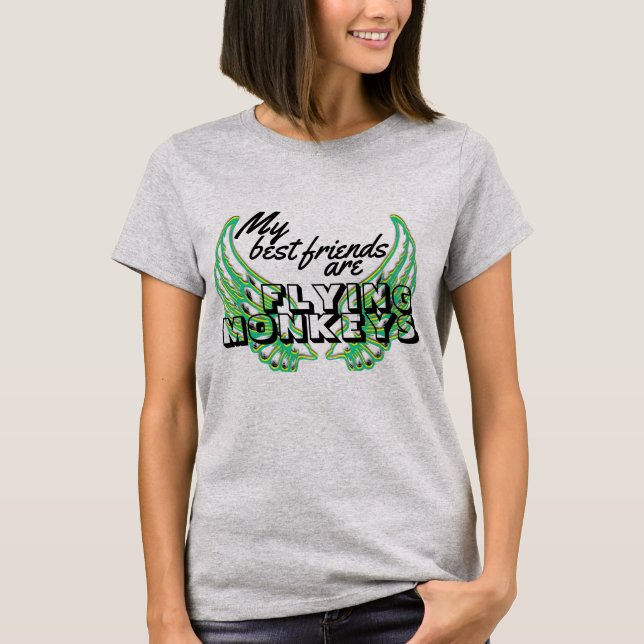 Funny Flying Monkey Green Wings Custom Typografy T-Shirt (Vorderseite)