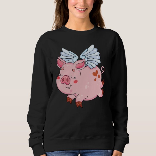 Funny Flying Pig mit Flügelfleisch Fly Pig Bauern Sweatshirt (Vorderseite)