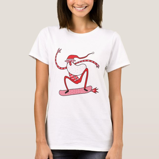 Funny Flying Santa T - Shirt (Vorderseite)