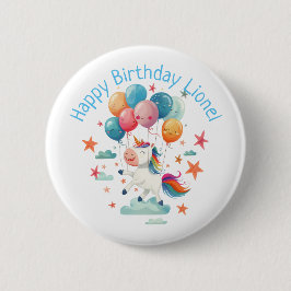 Funny Flying Unicorn Rainbow Colors 1. Geburtstag Button