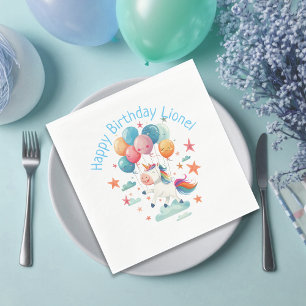Funny Flying Unicorn Rainbow Colors 1. Geburtstag Serviette