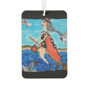 Funny Flying Witze Broom Cat Seagulls Beach Autolufterfrischer