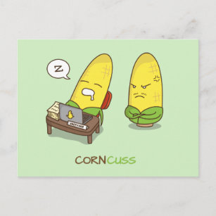 Funny Food Coma Concuss Mais Pun Spaß Postkarte