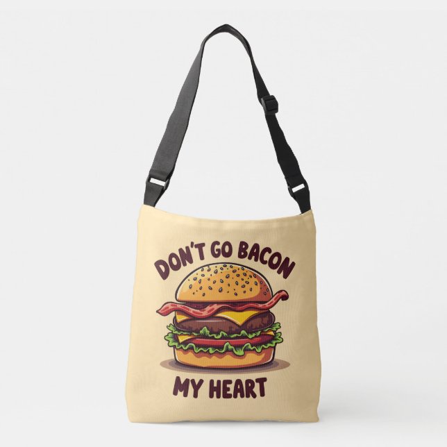 Funny Food Pub Bacon Lover Cheeseburger Design Tragetaschen Mit Langen Trägern (Vorderseite)