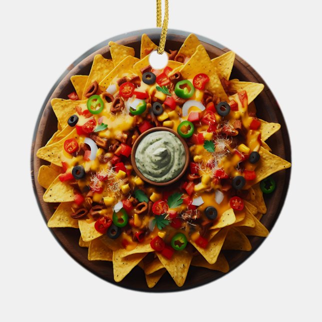 Funny Food Puff | Nacho Average Christmas Nachos Keramik Ornament (Vorne)