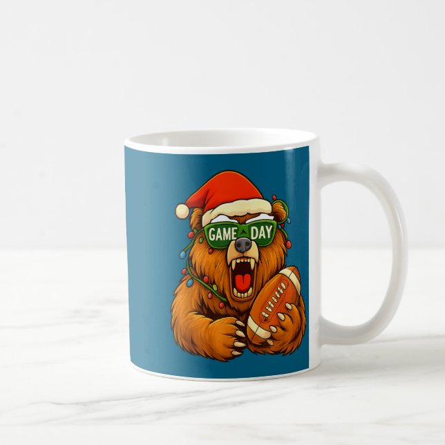 Funny Football Bear Christmas Game Day Shirt Vinta Kaffeetasse (Rechts)
