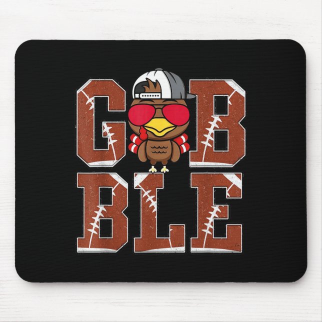Funny Football Gobble Turkey Thanksgiving Boys Kid Mousepad (Vorne)