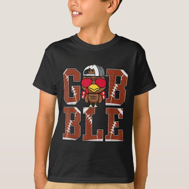 Funny Football Gobble Turkey Thanksgiving Boys Kid T-Shirt (Vorderseite)