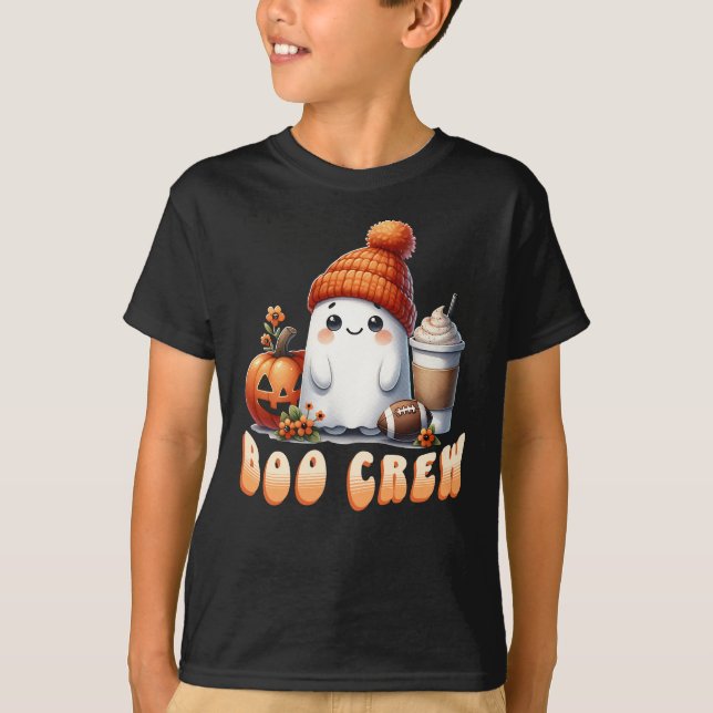 Funny Football Halloween Boo Crew Niedlich Ghost T-Shirt (Vorderseite)