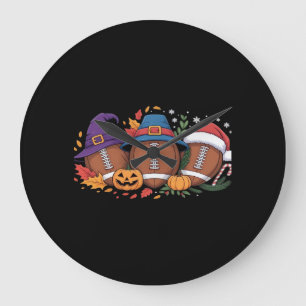 Funny Football Halloween Erntedank Xmas Spooky Große Wanduhr