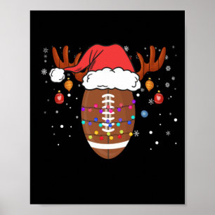 Funny Football Rentier Weihnachtsmannmütze Weihnac Poster