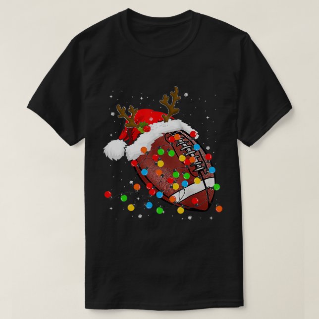 Funny Football Rentier Weihnachtsmannmütze Weihnac T-Shirt (Design vorne)