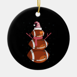 Funny Football Rugby Snowman Christmas New Year Keramik Ornament