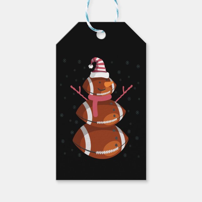 Funny Football Rugby Snowman Weihnachten Neues Jah Geschenkanhänger (Vorderseite)