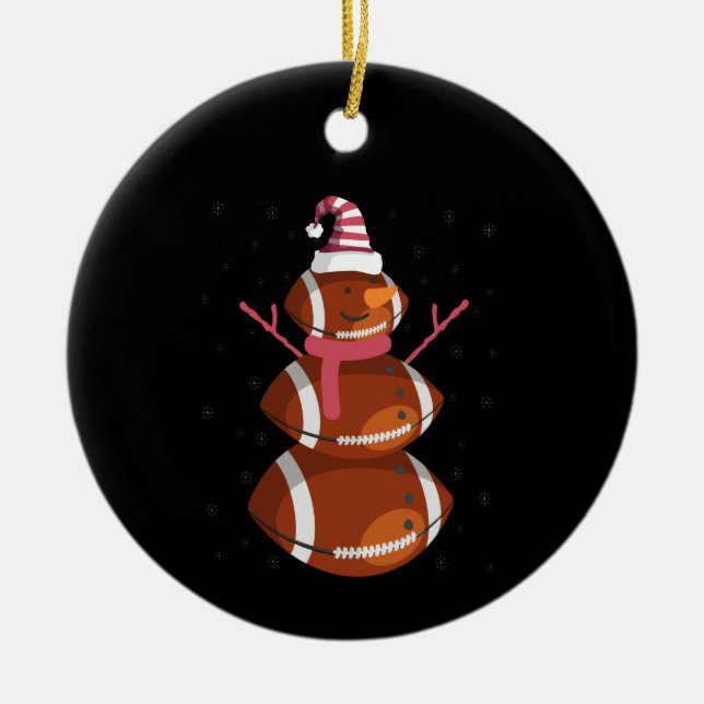 Funny Football Rugby Snowman Weihnachten Neues Jah Keramik Ornament (Vorne)