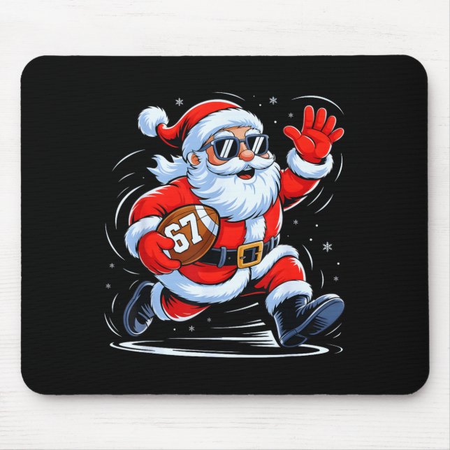 Funny Football Santa 67 Christmas Xmas Holiday Boy Mousepad (Vorne)