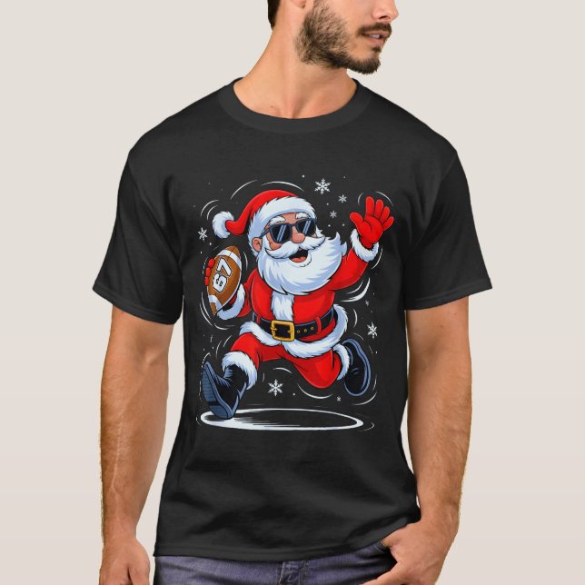 Funny Football Santa 67 Christmas Xmas Holiday Boy T-Shirt (Vorderseite)