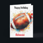 Funny Football Watercolor Splas Birthday Gridiron Karte<br><div class="desc">Football Watercolor Splash Birthday Gridiron</div>