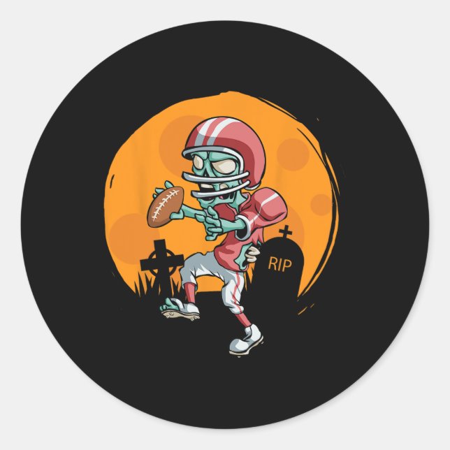 Funny Football Zombie Player Halloween Football Sp Runder Aufkleber (Vorderseite)