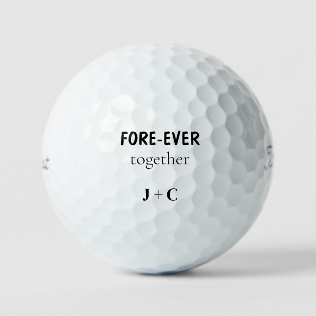 Funny FORE-EVER Initials Couple Titleist Golfball (Vorderseite)