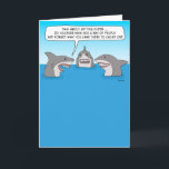 Funny Forgetful Shark Birthday Karte<br><div class="desc">This funny birthday card feature a shark who getting older and forgetting what to chomp when encountering a group of swimmers. Thanks for choosing this original design by © Chuck Ingwersen and supporting me - an independent artist! I post cartoons every day on Instagram: https://www.instagram.com/captainscratchy</div>