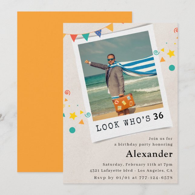 Funny Foto 36. Geburtstagseinladungen Männer Einladung (Vorne/Hinten)