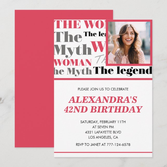 Funny Foto 42. Geburtstagseinladung Zeitgenössisch Einladung (Vorne/Hinten)