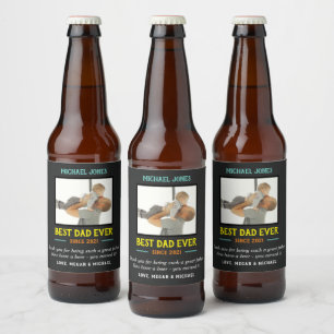 Funny Foto Bester Vater je Erster Vatertag Bierflaschenetikett