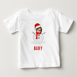 Funny Foto Face Snowman Weihnachten Baby T-shirt