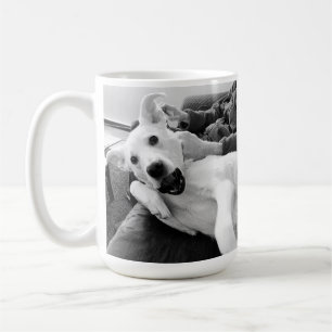 Funny Foto Happy Dog B & W Fotografy Kaffeetasse