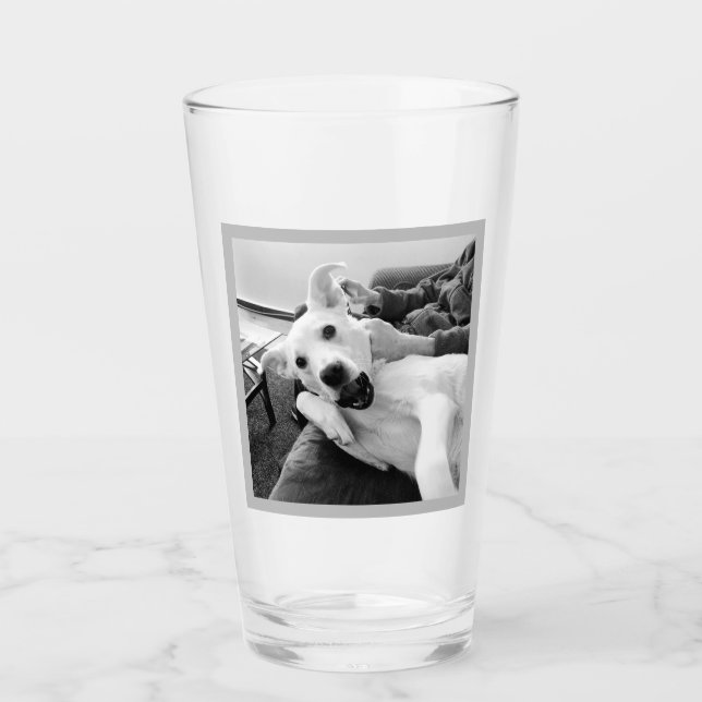 Funny Foto Hund Bester Vater und Freund B & W Glas (Vorderseite)