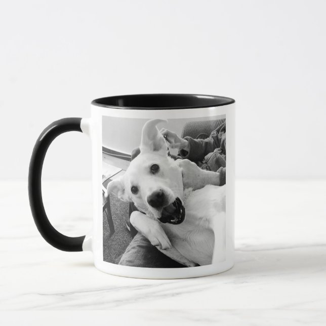 Funny Foto Hund Bester Vater und Freund B & W Tasse (Links)
